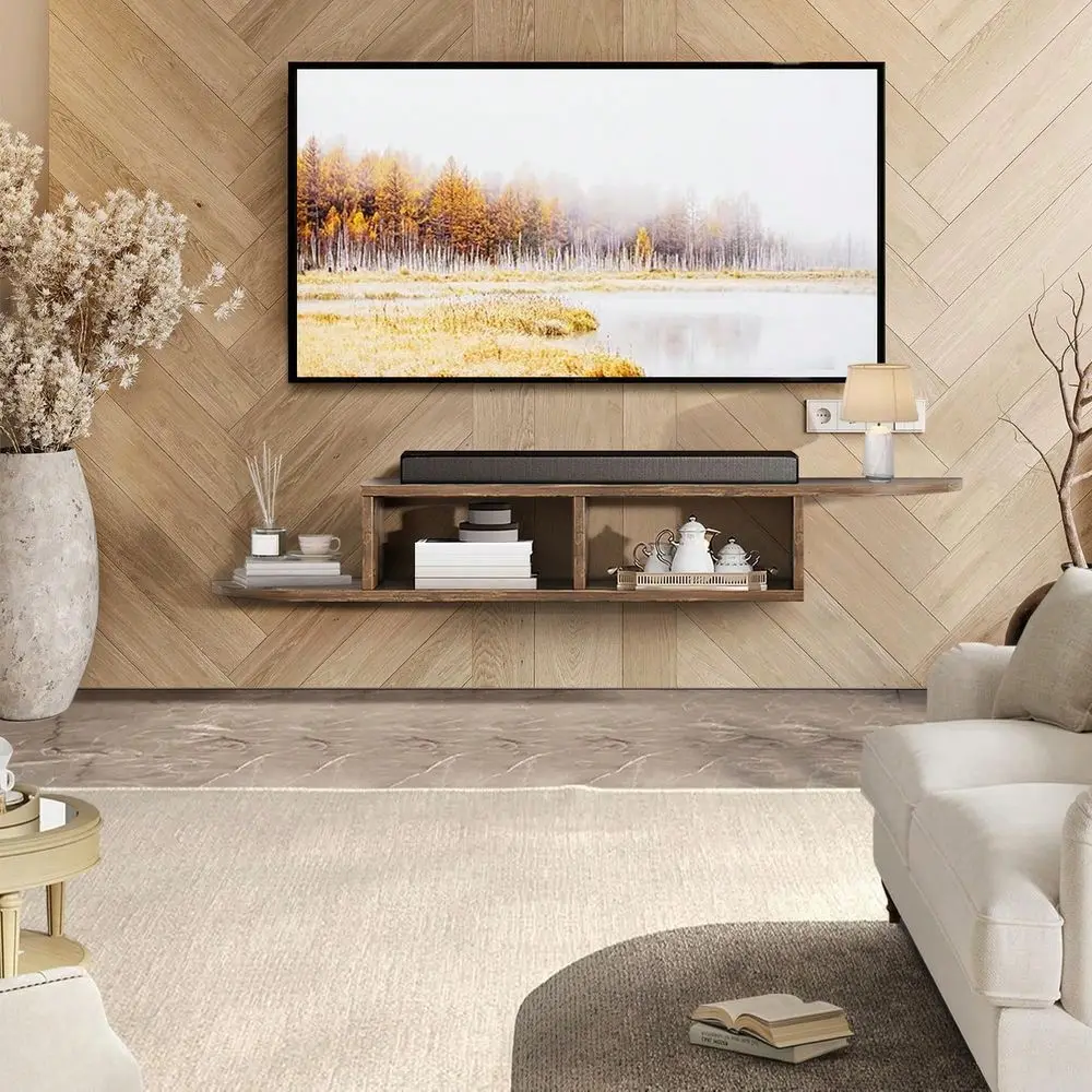 

TV Stand For TVs To 55 Inch , 55 Floating Entertainment Center With Storage, Floating TV Shelf Wall Mounted For Living Room,