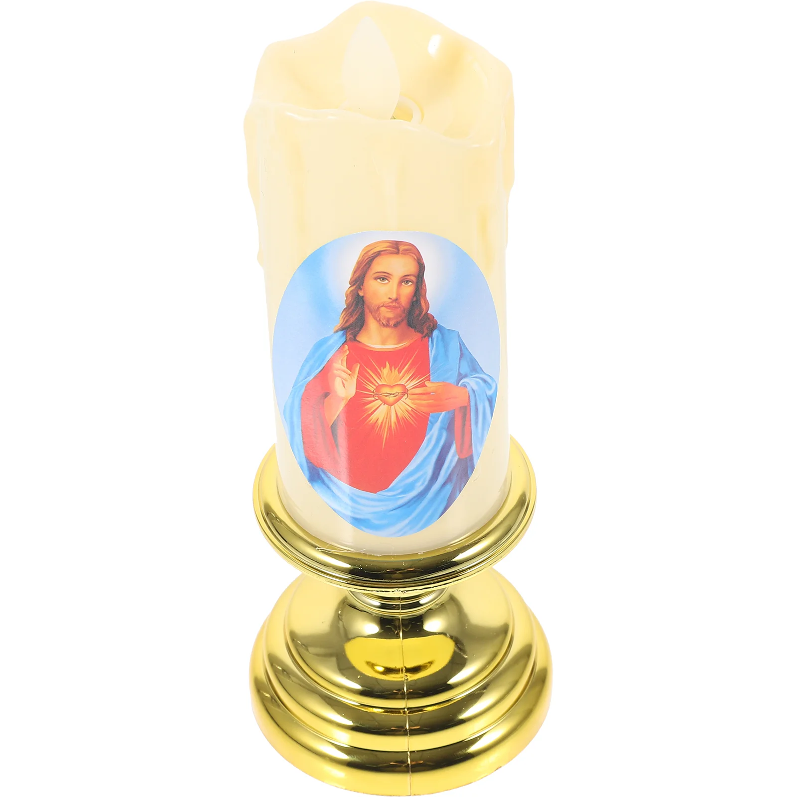Velas de oración católica de centro de mesa LED electrónico luces alimentadas brillo cónico