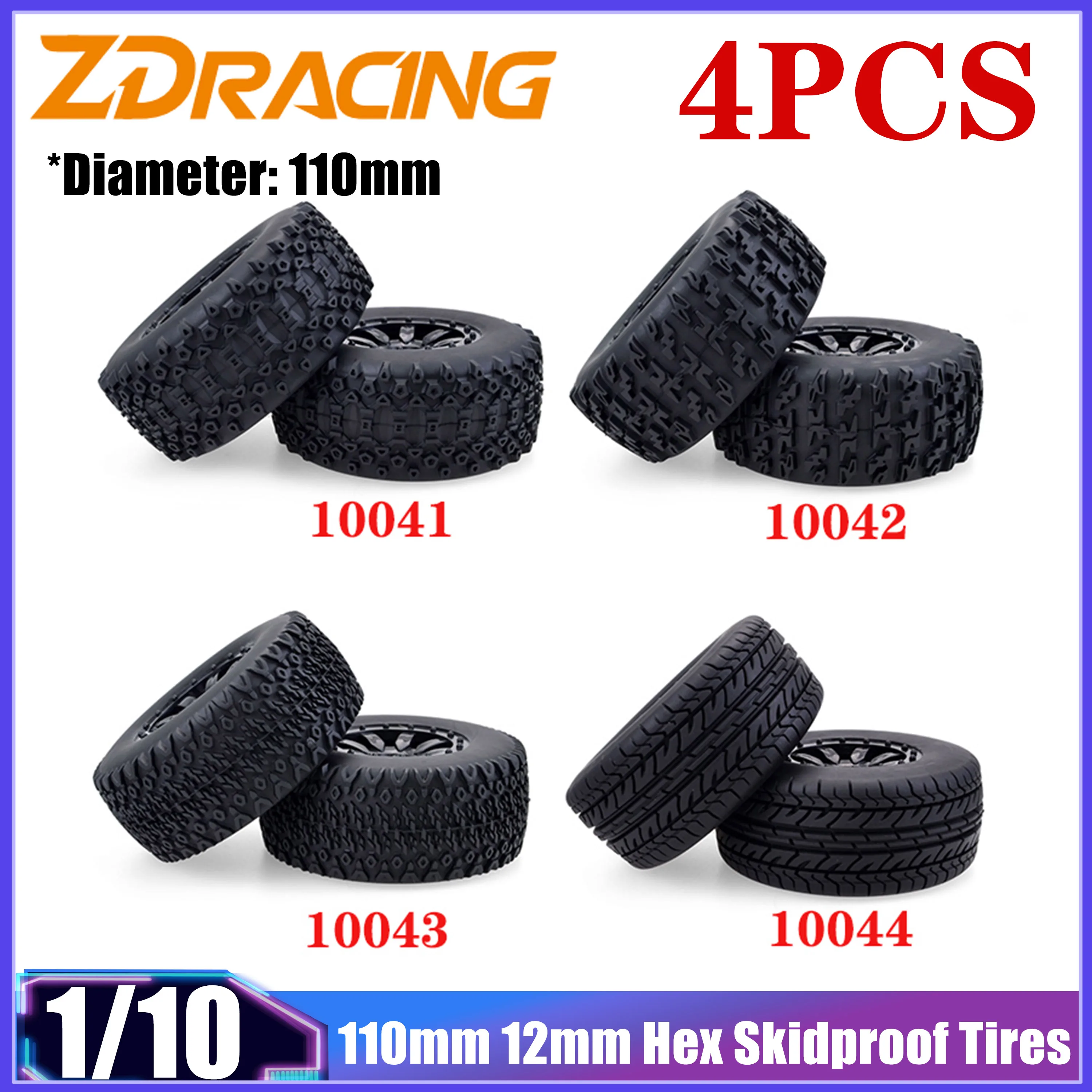 

4PCS ZD Racing 110mm 12mm Hex Short Course Truck Tires Wear Resistant Wheel Tyre for 1:10 RC Car Traxxas Slash HPI VKAR Redcat