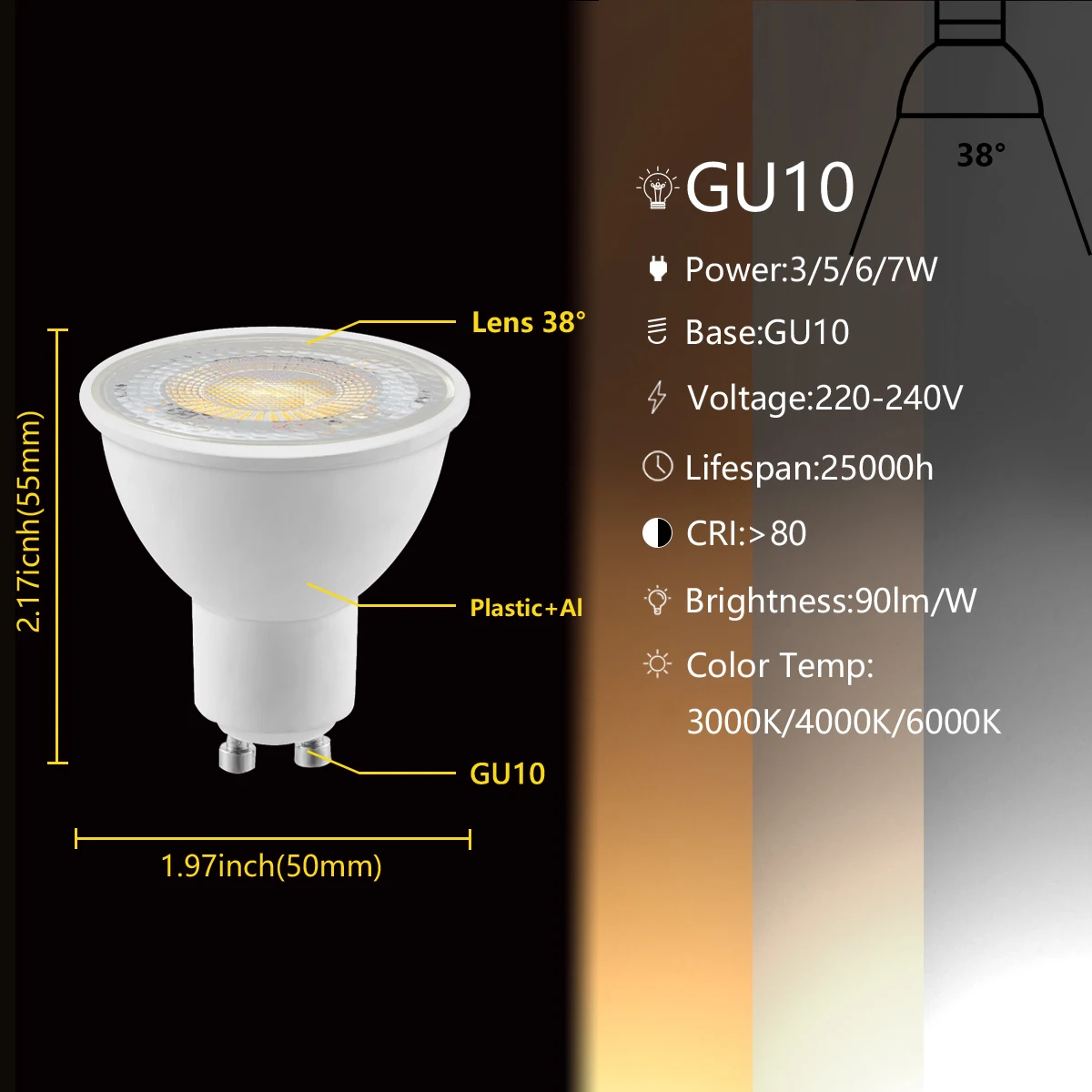 1-10PCS GU10 GU5.3 LED spotlight Bulb MR16 220V highlight 3W 5W 6W 7W Suitable for kitchen, bathroom, living room and office