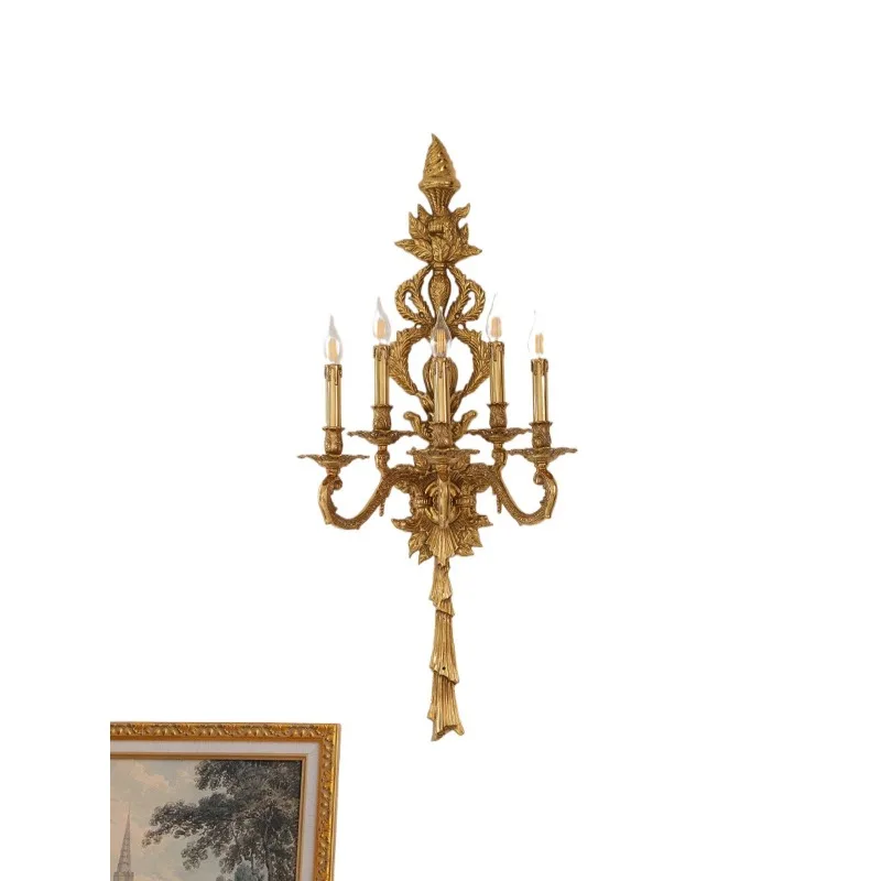 

European-style all-copper wall lamp, French-style living room high-end atmospheric corridor entrance creative aisle villa wall