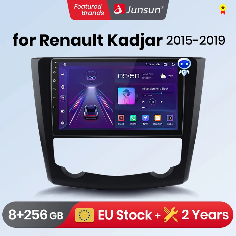 Junsun Android 13 Wireless CarPlay for  Android Auto Car Radio For Renault Kadjar 2015 - 2019  FM GPS IPS 2din Autoradio