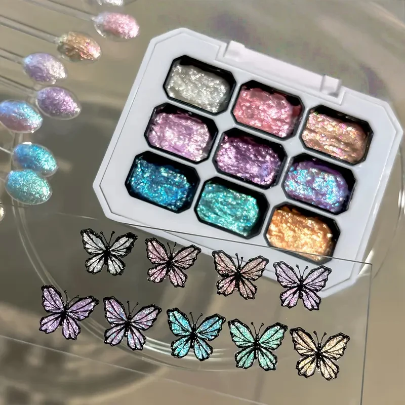 مجموعة معجون مسحوق جل لامع ثلاثي الأبعاد مكونة من 9 ألوان، مستقطبة فائقة السطوع، لاصق للنمذجة للحرف اليدوية والمشروعات الفنية #3