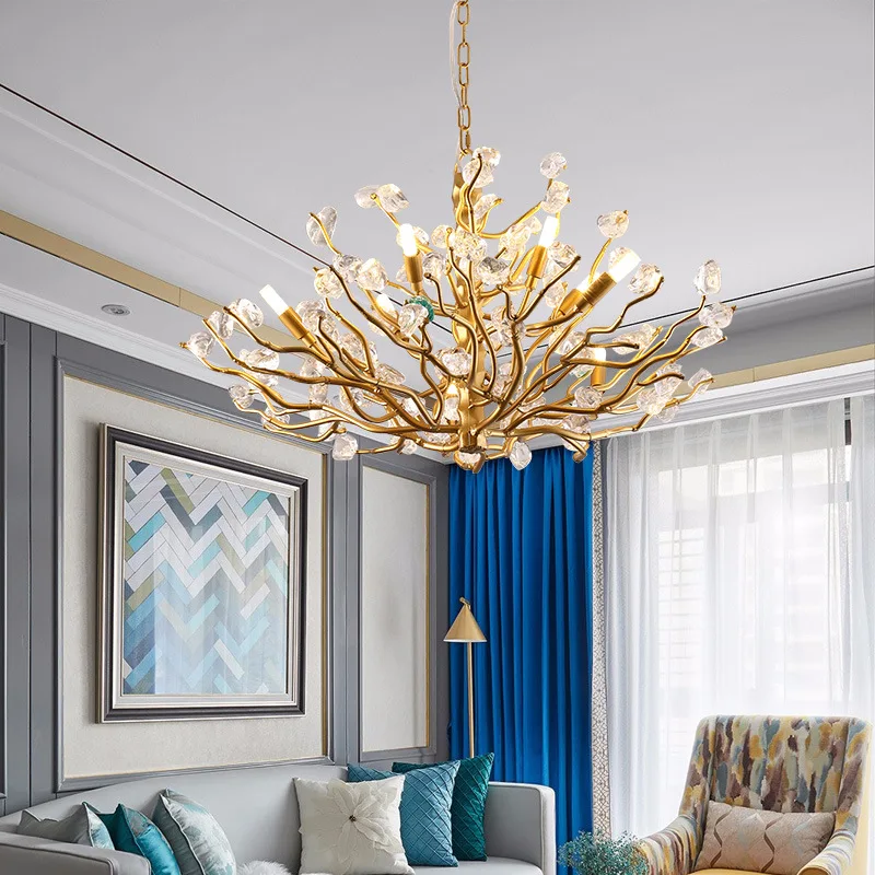 Art luxury crystal chandelier creative tree chandelier vintage decoration living room crystal chandelier