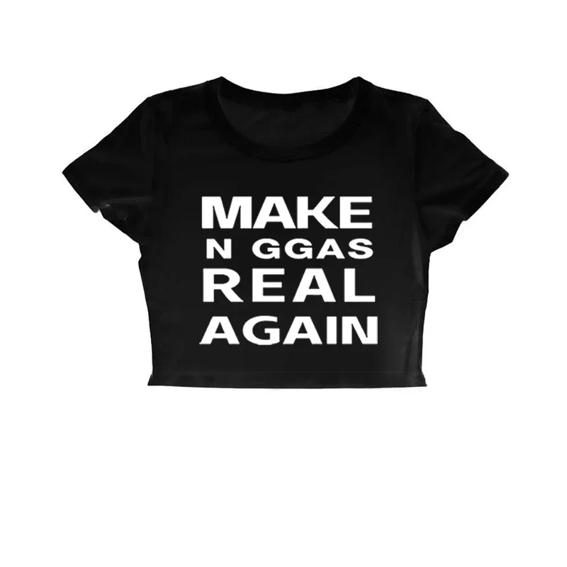 Camiseta gotica de Hip Hop para mujer، camiseta sexy de manga corta Harajuku Punk con estampado de letters Top corto