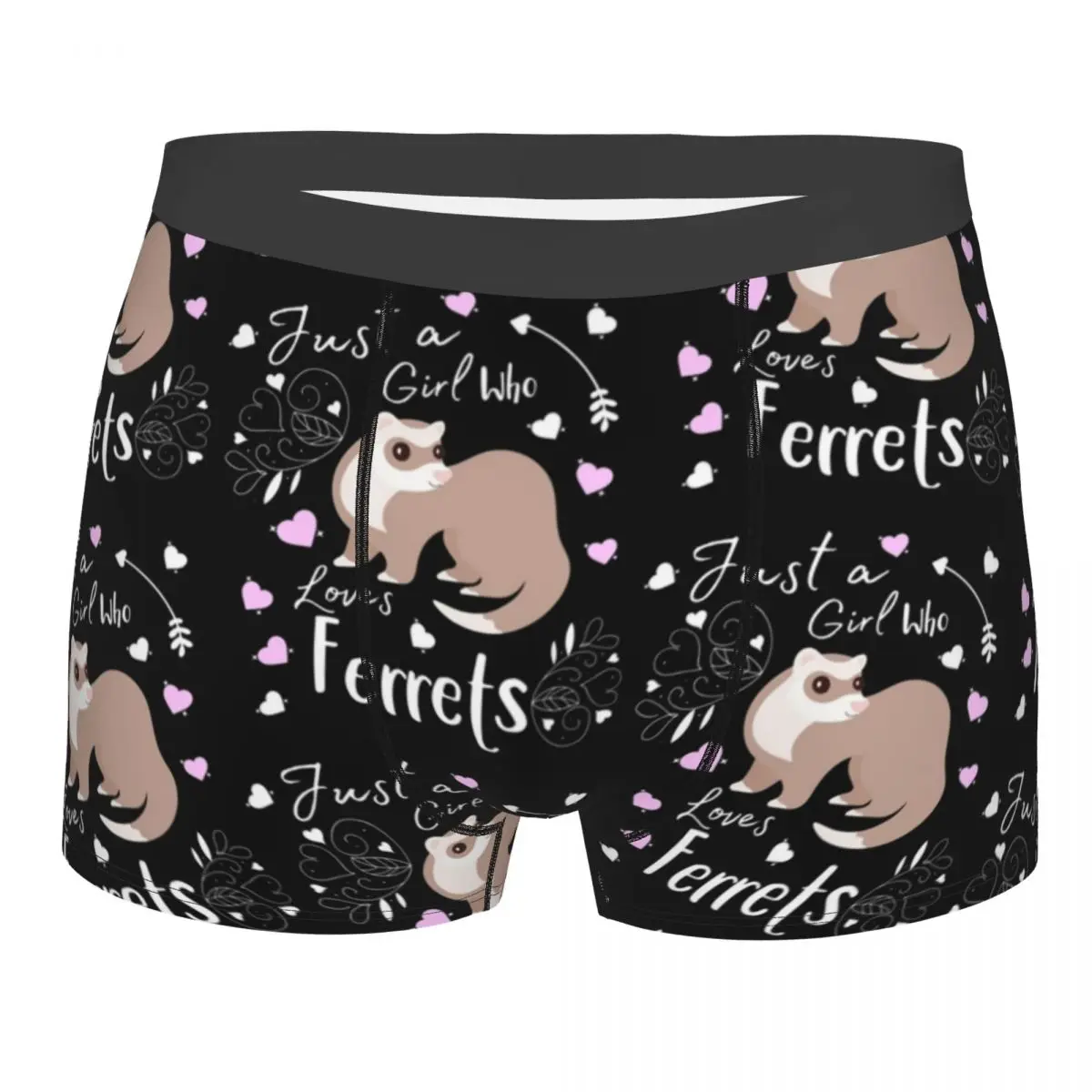 Cute Ferret Animal Men's Underwear Wildlife Rodent Weasel Boxer Briefs Shorts Panties Mid Waist Underpants for Homme S-XXL