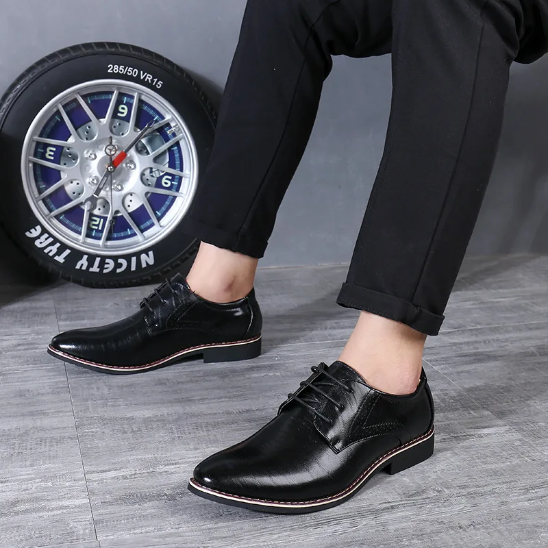 Blue Men Oxfords Shoes British Leather Shoes Handmade Comfortable Formal Dress Men Flats Lace-Up Bullock Business Shoes for Men