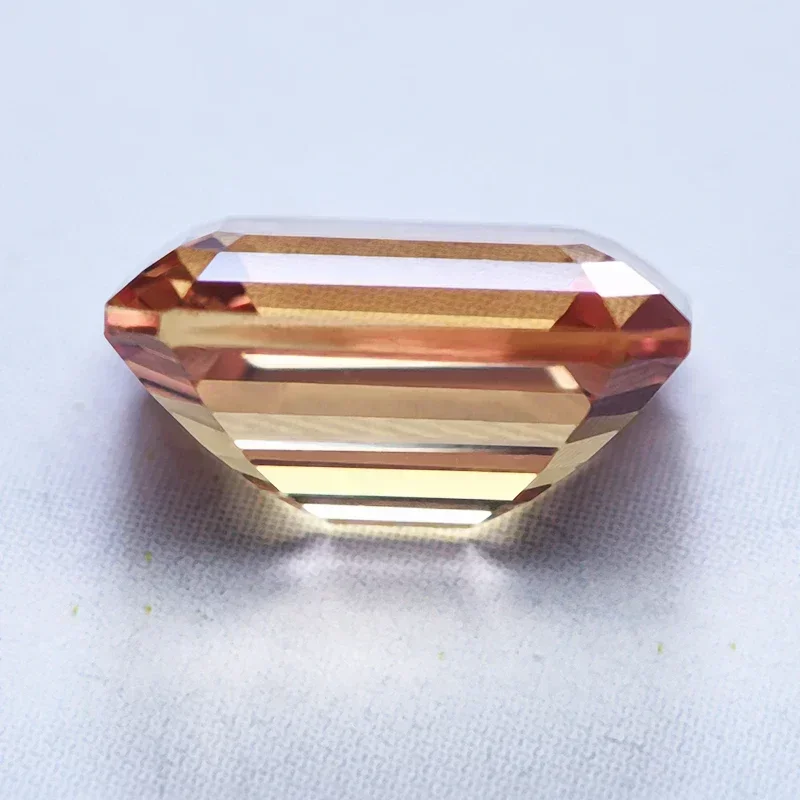 Lab Grown Sapphire Orange Color  Emerald Cut Gemstone For Charms DIY Ring Necklace Earrings Materials Selectable AGL Certificate