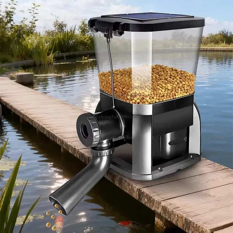 Solar-Powered Fully Automatic Timed Feeder | Outdoor Fish Pond Feeder | High-Capacity Bait Dispenser 6L/10L