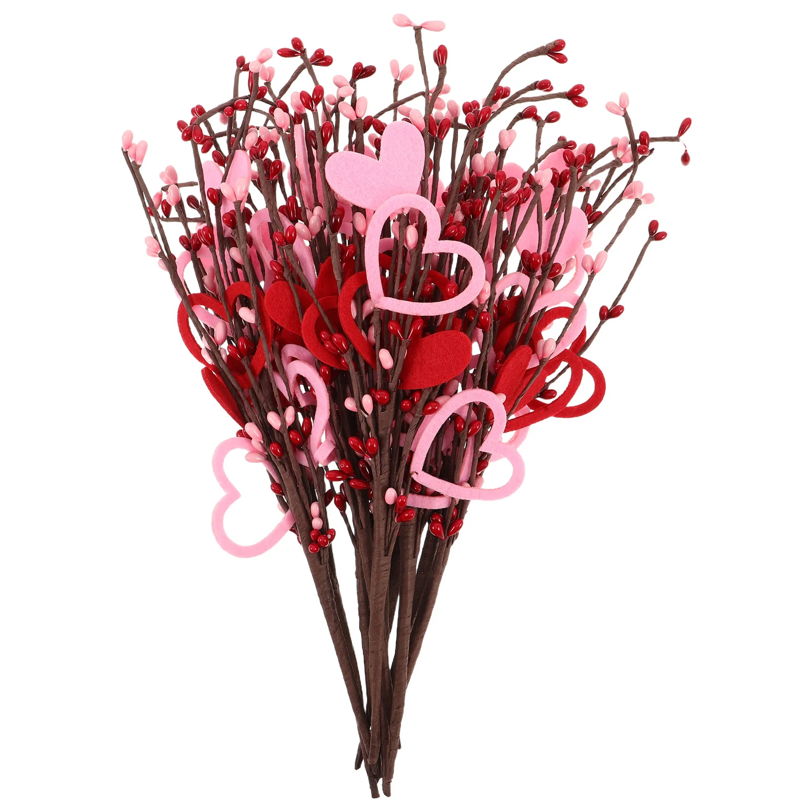 

10Pcs Valentine's Day Artificial Berry Stems Heart Flowers Wedding Table Vase Anniversary Decor Picks Artificial Red Berries