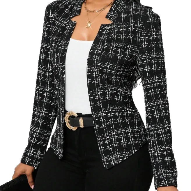 وصل حديثًا لعام 2025 ملابس نسائية أوروبية وأمريكية بسيطة وعصرية مطبوعة ومربعات معطف سترة