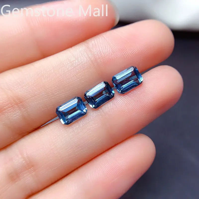 Emerald Cut Natural Topaz 4mm*6mm To 8mm*10mm VVS Grade London Blue Topaz Loose Gemstone for Jewelry Making