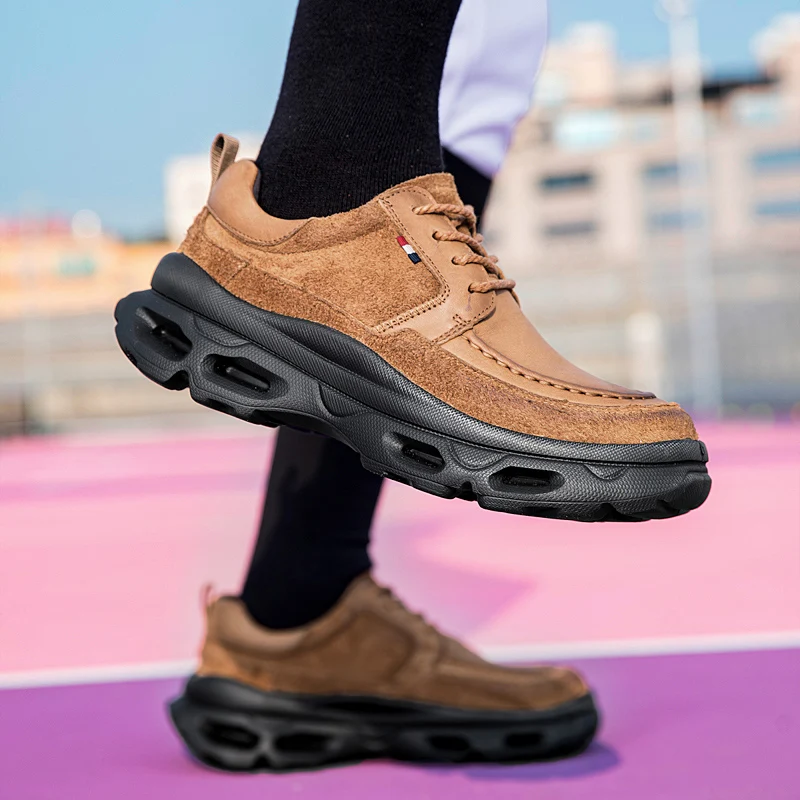 High Quality Outdoor Hiking Shoes Genuine Leather Mountain Climbing Sports Shoes Soft Non-slip Sneakers Men's Trekking Shoes