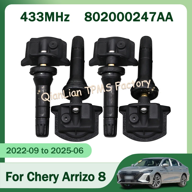 

1/4pcs Car Tire Sensors System Tyre Pressure Sensor 802000247AA For Chery ARRIZO 8 5 GT 7 5e Fulwin A8L Tiggo 7 PLUS 433MHz