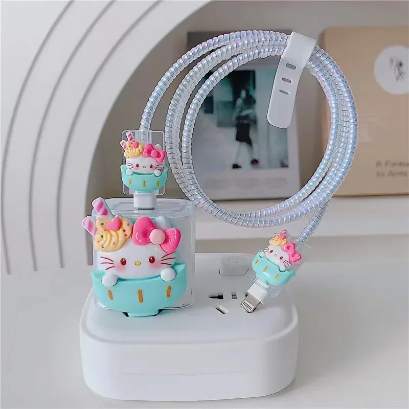 

Hello Kitty Sanrio USB Cable Cover Charger Cover for iPhone 14 13 12 Pro Max 18/20W Charger Wrap Cord