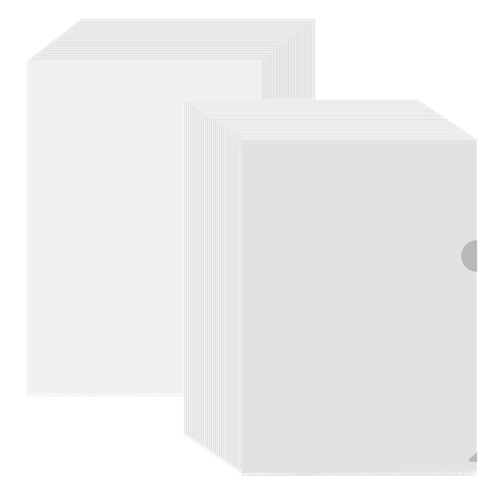 

50Pcs Clear Document Folder L Type Plastic File Folders Plastic Transparent Project Pockets Reusable Plastic Resume File Sleeves