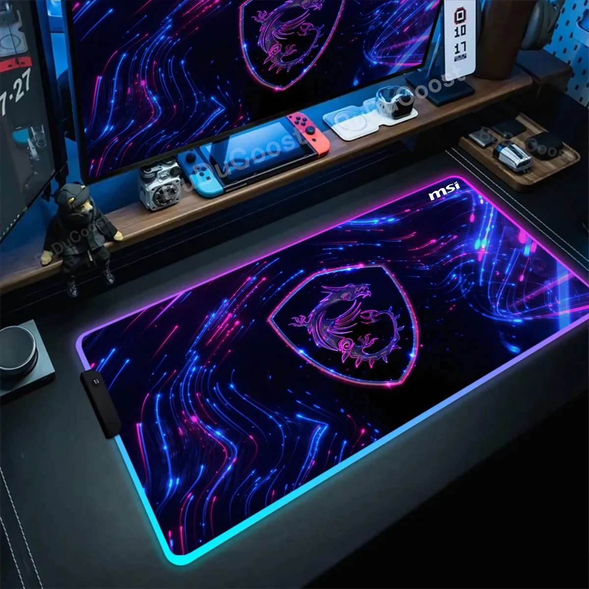 RGB Mouse Pad M-MSI Logo Luminous Large Deskmat Lock Edge Anti Skid Xxl Mousepad Gaming Accessories LED Backlight Decoration Rug