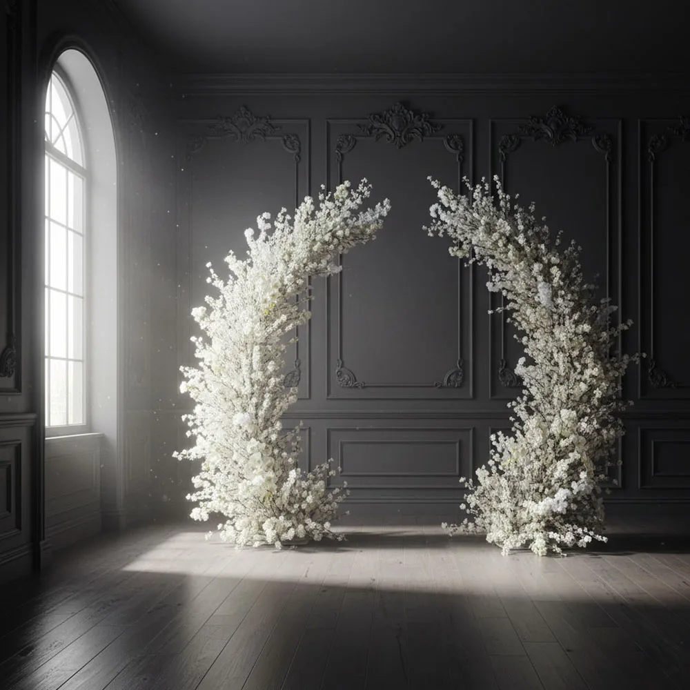 

Factory Directly Silk Flower Arrangement Arch White Background Colorful Flower Strips For Wedding Events-Customizable Size