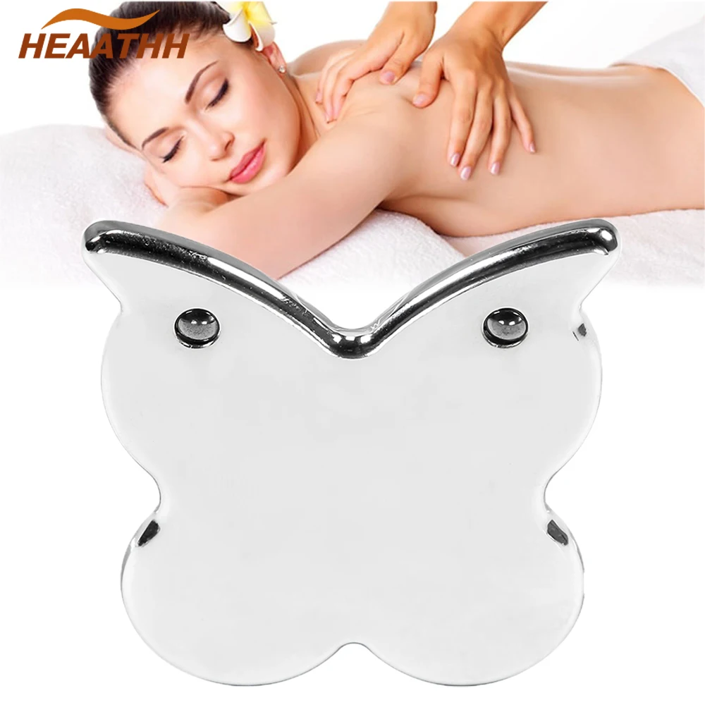 

Stainless Steel Gua Sha Scraping Massage Tools Butterflies Shaped Face Guasha Board Skin Guasha Plate Anti Wrinkle Anti Aging