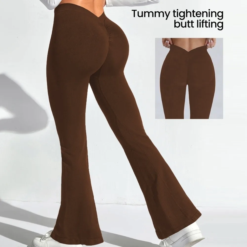 Pantaloni sportivi da yoga a vita V Leggings sportivi elastici a vita alta Leggings da fitness traspiranti ad asciugatura rapida da allenamento