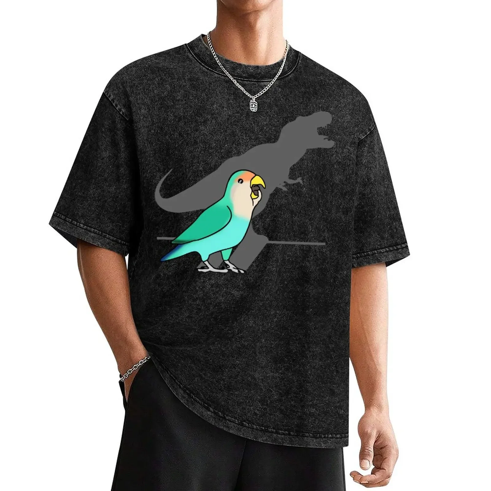 T-Rex Shadow Dutch blue Peach faced Lovebird T-Shirt customizeds anime figures t shirts men