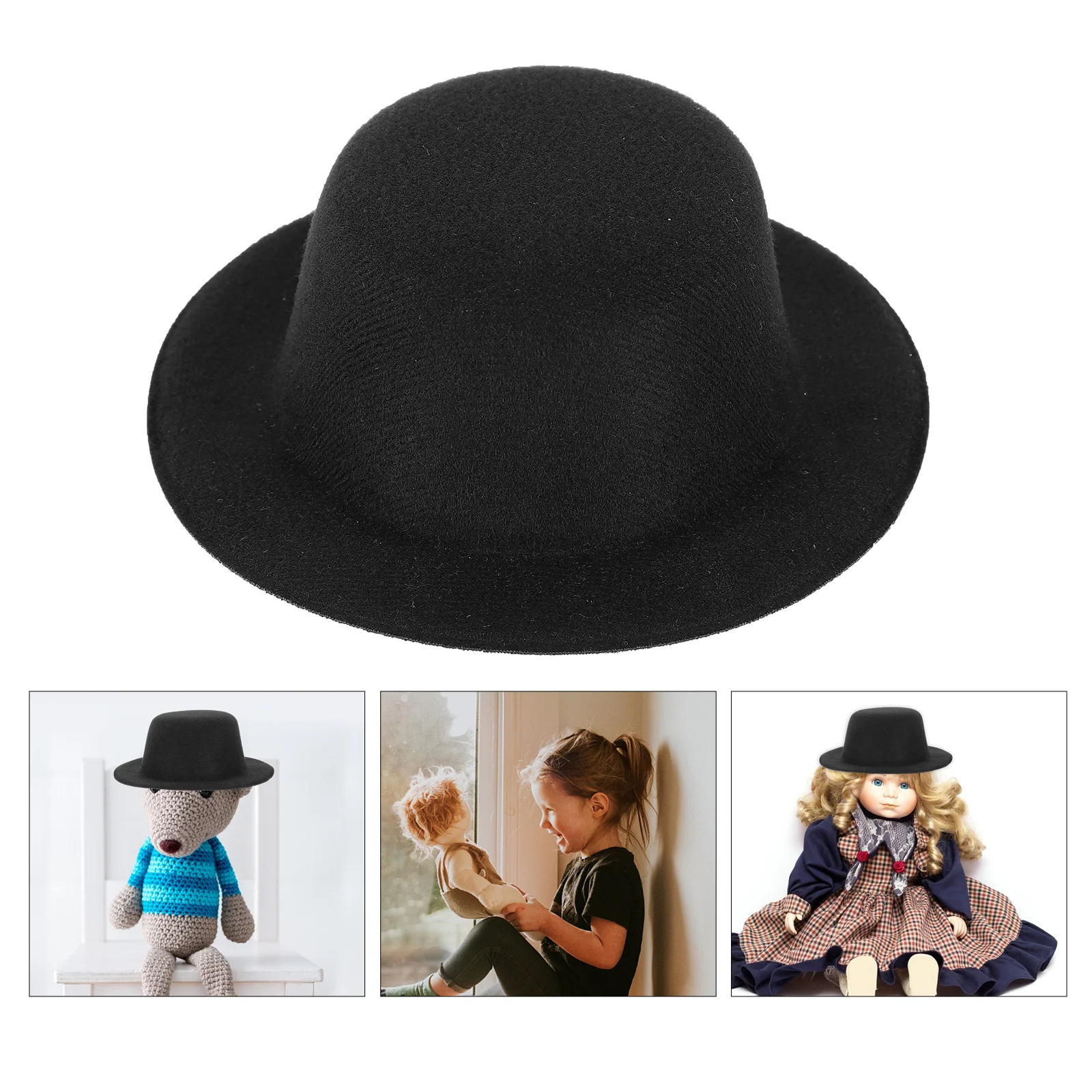 4 Pcs Small Hat Formal Baby Straw Tops Decor Ornament Black Fabric Accessory Headband Clothes