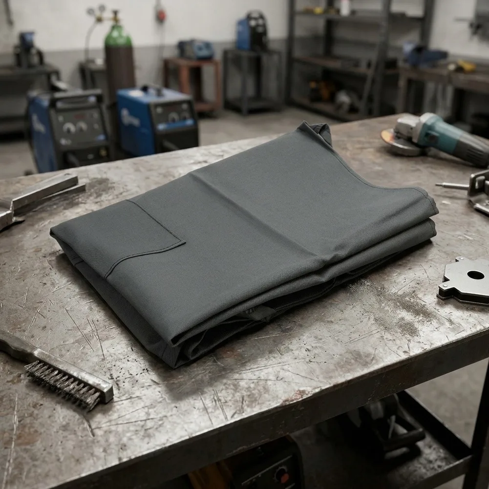 Flame Retardant Fireproof Apron Breathable Material Convenient Pocket Fireproof Edge Lightweight Design Washable Fabric