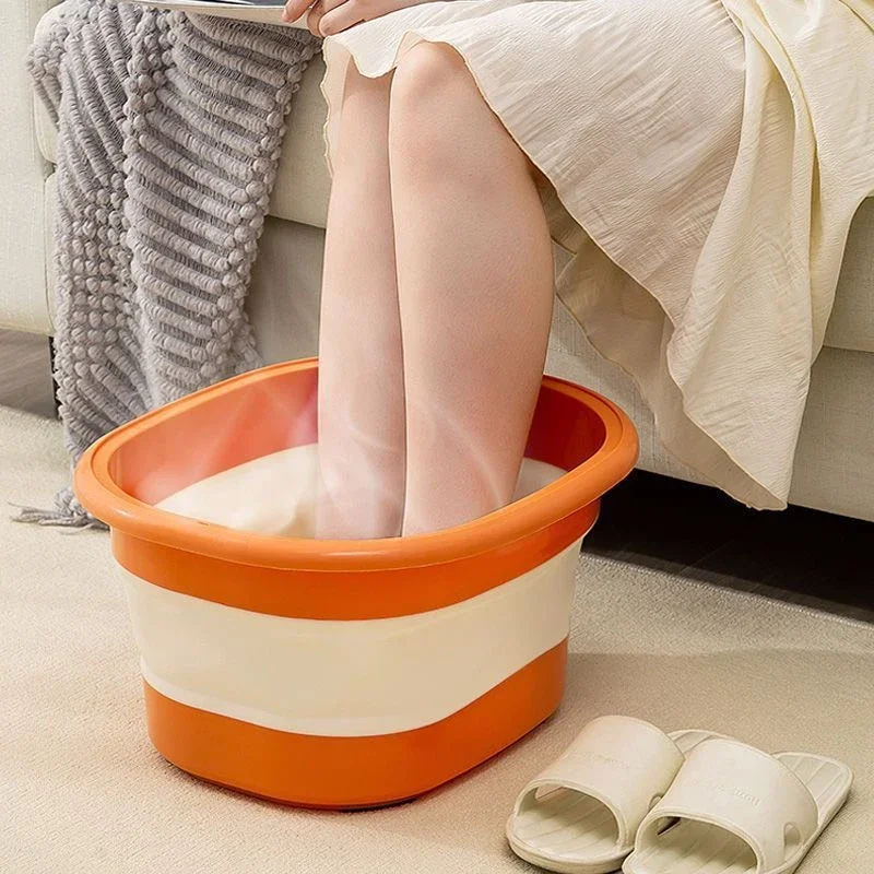 折りたたみ式バケツ-ポータブル収納可能-プラスチック製-家庭用-厚底-フットバスバケツ-マッサージフットウォッシュ-足湯桶-折りたたみ収納