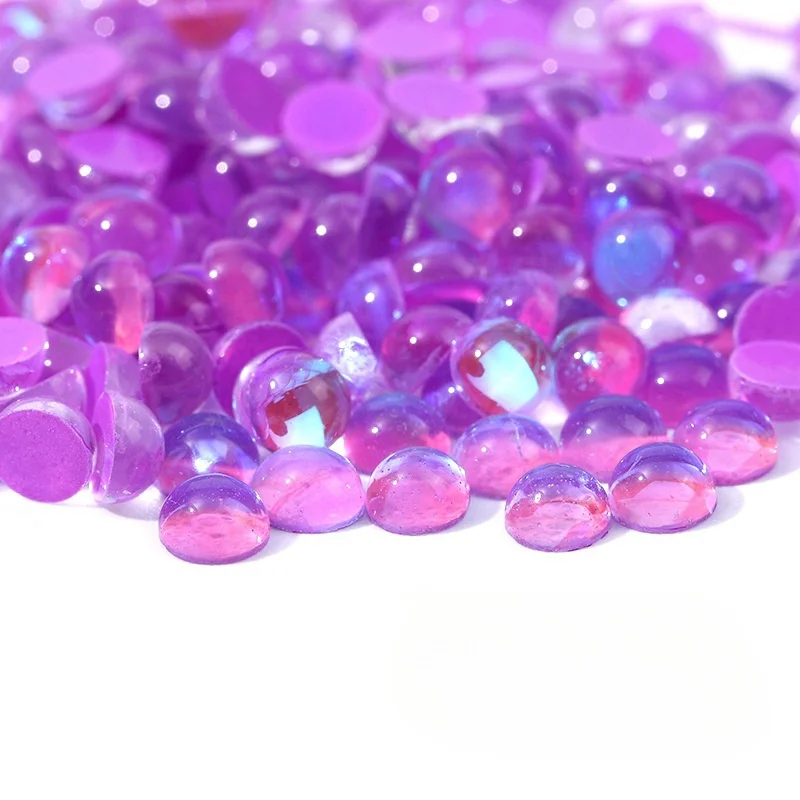 ss6-ss20 Magic Color Shiny Glass Hemispherical Mermaid Beads Non Hotfix Glue On Rhinestones Nail Art Garment Decorations