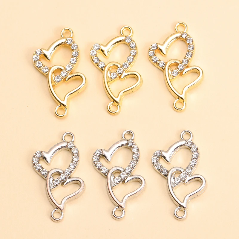 10Pcs Romantic Love Heart Necklaces Connector Pendants for Handmade DIY High Quality Charms Bracelet Jewelry Accessories Supplie