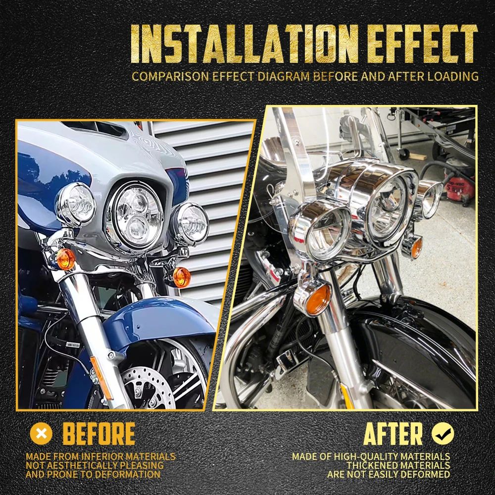 Chrome 7'' Headlight 4.5'' Fog Light Cover Visor Style Turn Signal Trim Ring Chrome For Harley Touring Softail FL Road King