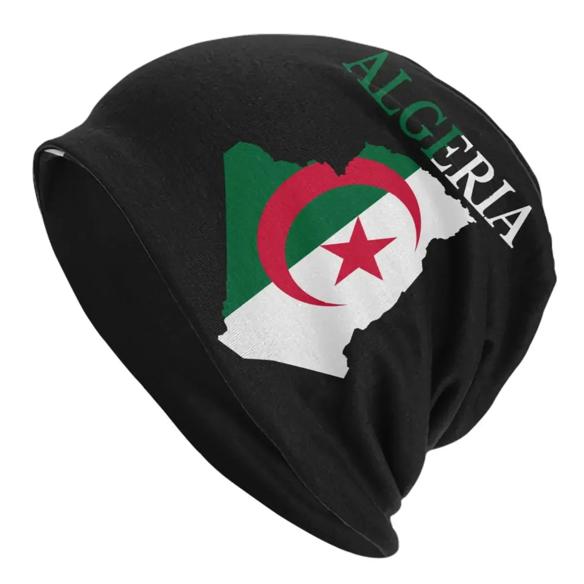 Algeria Flag Map Bonnet Hats Desgin Knitted Hat Adult Unisex Retro Thermal Elastic Beanie  Spring Gym Design Caps