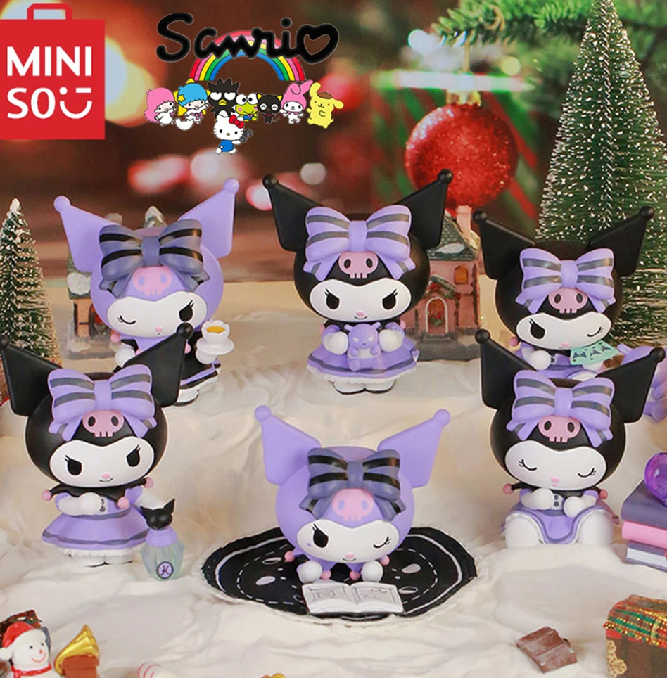 Miniso Sanrio Blind Box Kuromi Lucky Divination Action Doll Kawaii Anime Statua Decorazione Modello Ragazza carina Regalo di compleanno Casuale