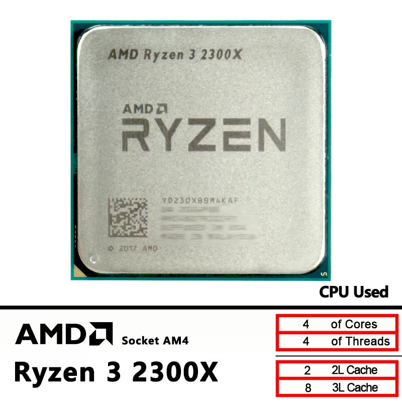 

Б/у четырехъядерный процессор AMD Ryzen 3 2300X 3,5 ГГц Zen+, четырехпоточный процессор, 65 Вт, L3 = 8 м, YD230XBBM4KAF, разъем AM4