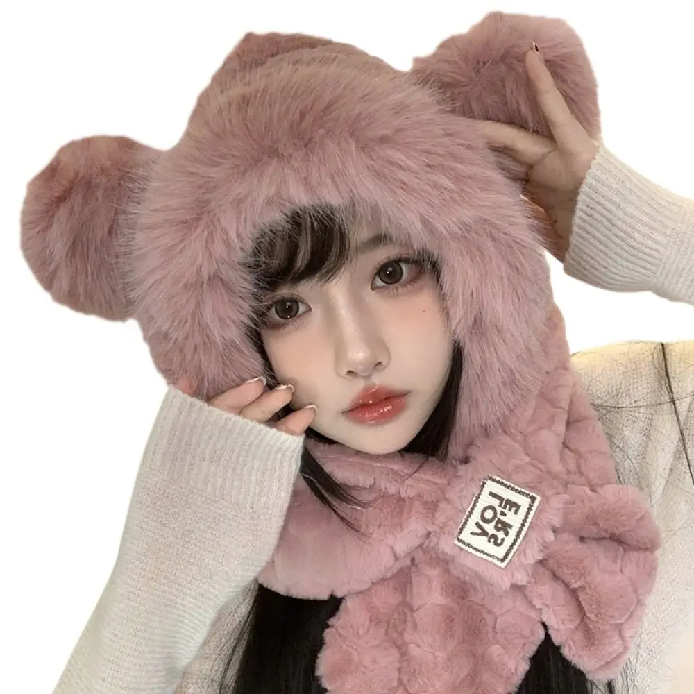 أزياء الشتاء القطيفة قبعة متكاملة وشاح يندبروف سميكة حماية الأذن قبعة لينة عارضة الرقبة أدفأ ركوب الدراجات