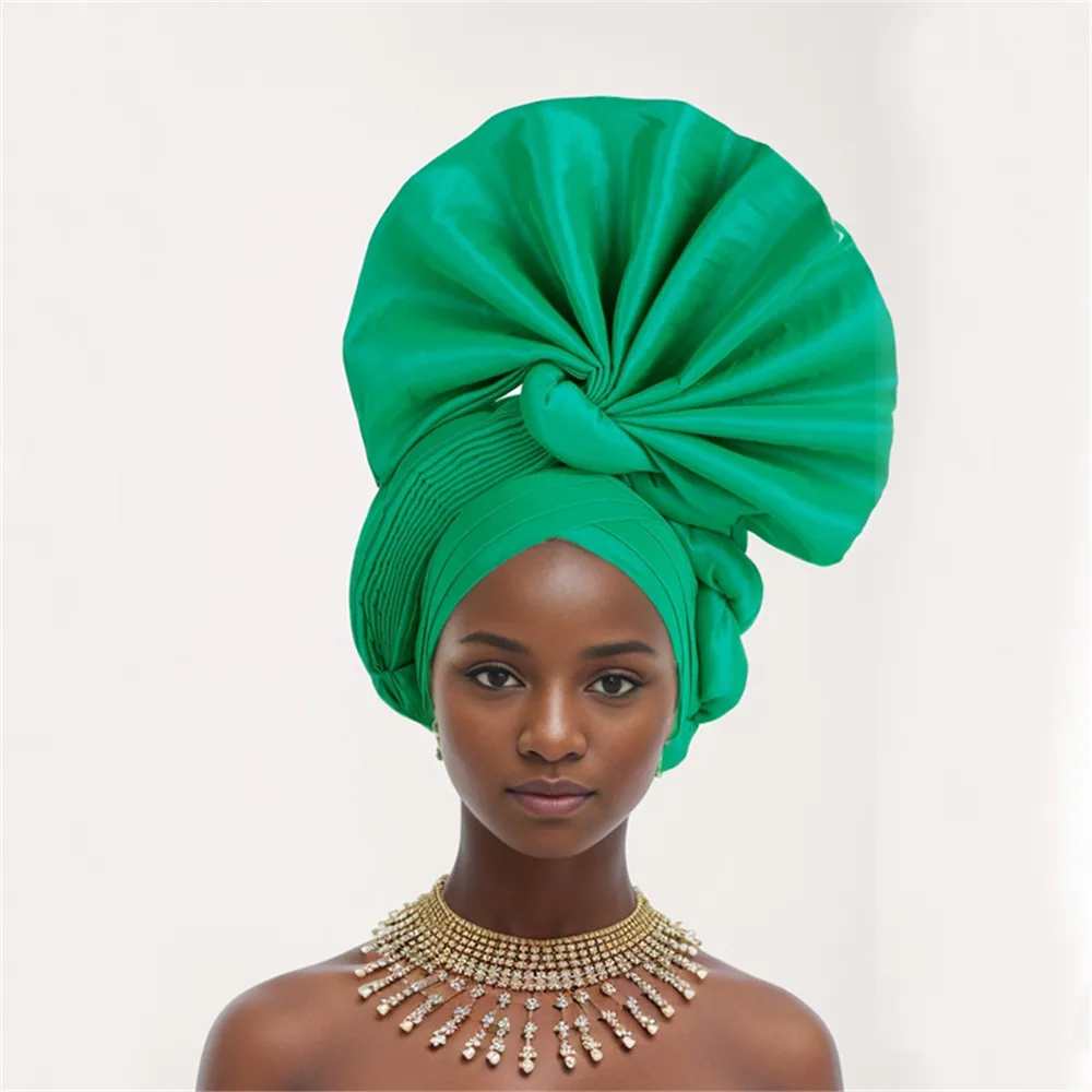 African Auto Gele Headtie Nigeria women\'s Head Wraps Wedding Party Headpiece Women Turban Cap