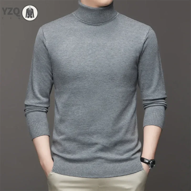 6 Colour Men\'s High Neck Long Sleeved Solid Color Sweater Soft Warm and Comfortable Top with a Base