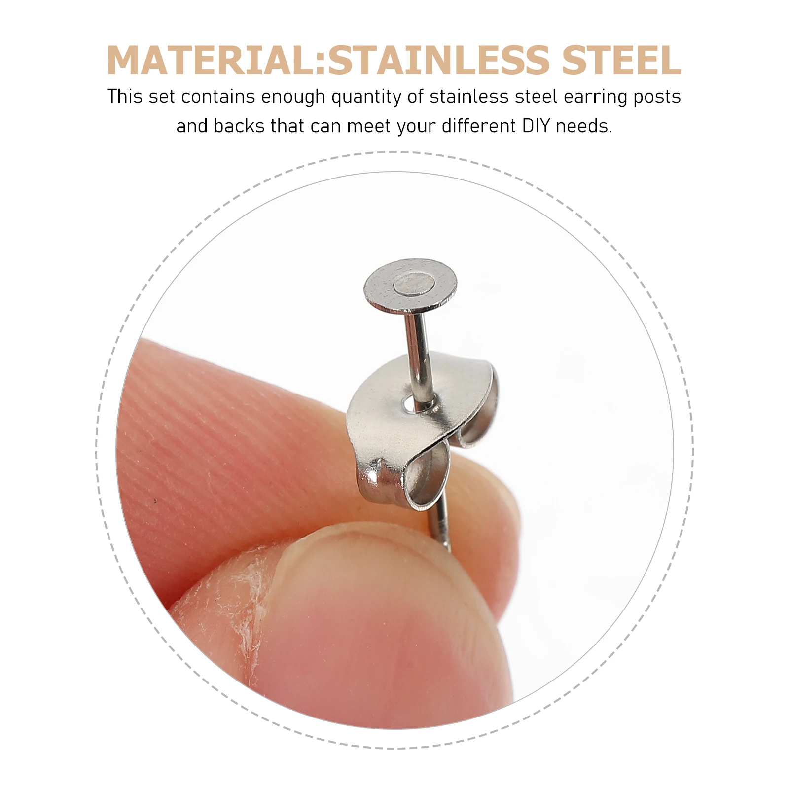 

50Pcs Stainless Steel Earring Posts Earring Backs Flat Head DIY Jewelry Making Accessories Creative Stud Earrings Kit