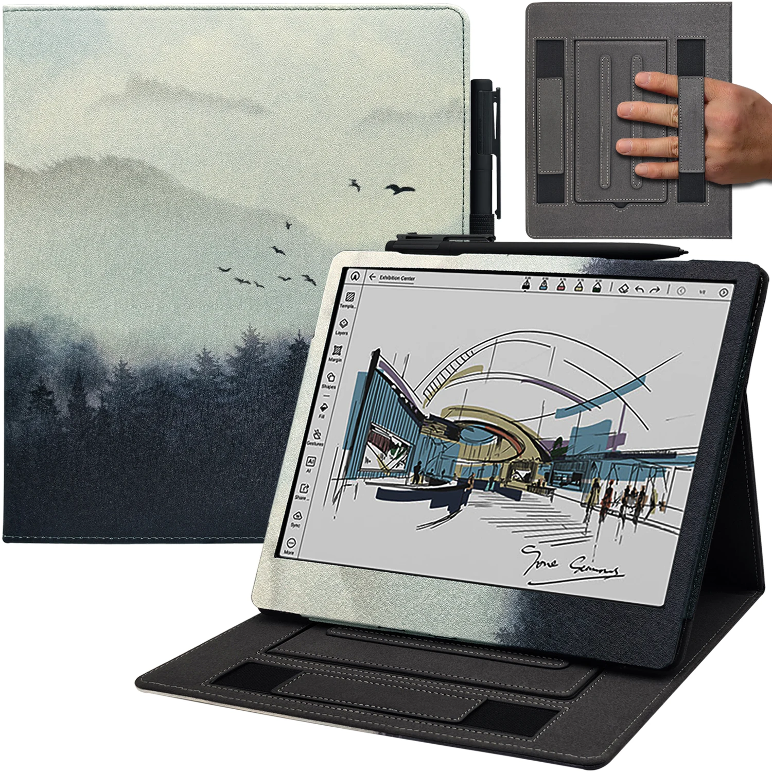Double Stand Case for 10.3" Onyx Boox Tablet Note Air 5C (2025 Released) Cover with Pen Holder/Auto Sleep&Wake/Double Hand Strap view 6