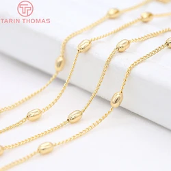 (4229)1Meter Beads 3x5MM 24K Gold Color Brass Beads Chains for Necklace Bracelet High Quality Diy Jewelry Findings Accessories