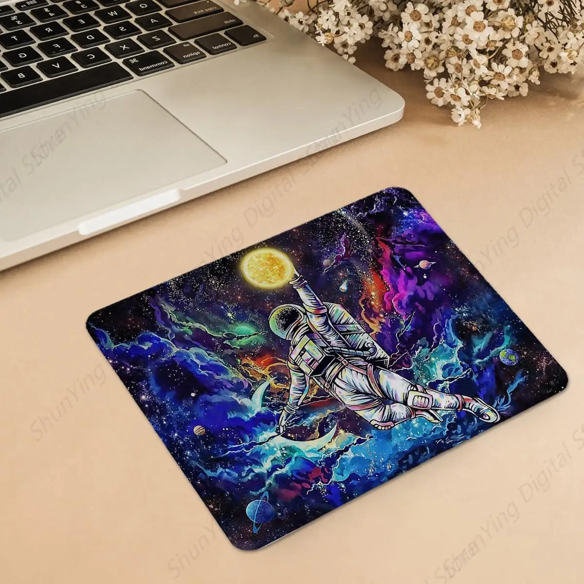 Tapis de souris Astronome imprimé Cool Boy and Man, espace, galAct, ordinateur de bureau, jeu, carré, 25x30cm