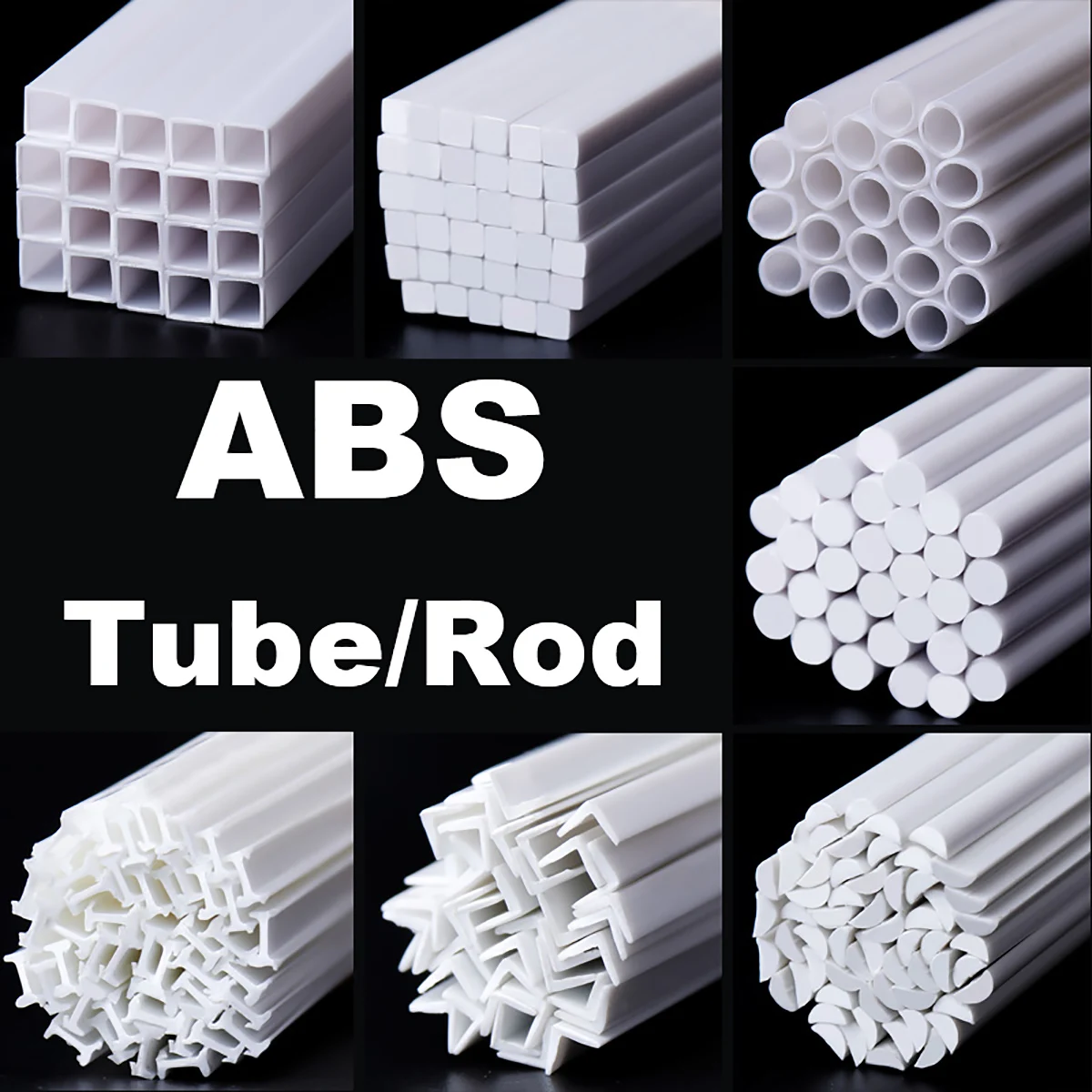 ABS Plastic Round Rod Solid Square / Round / Half Round Rod DIY Handmade Sandbox Building Model Decoration Material