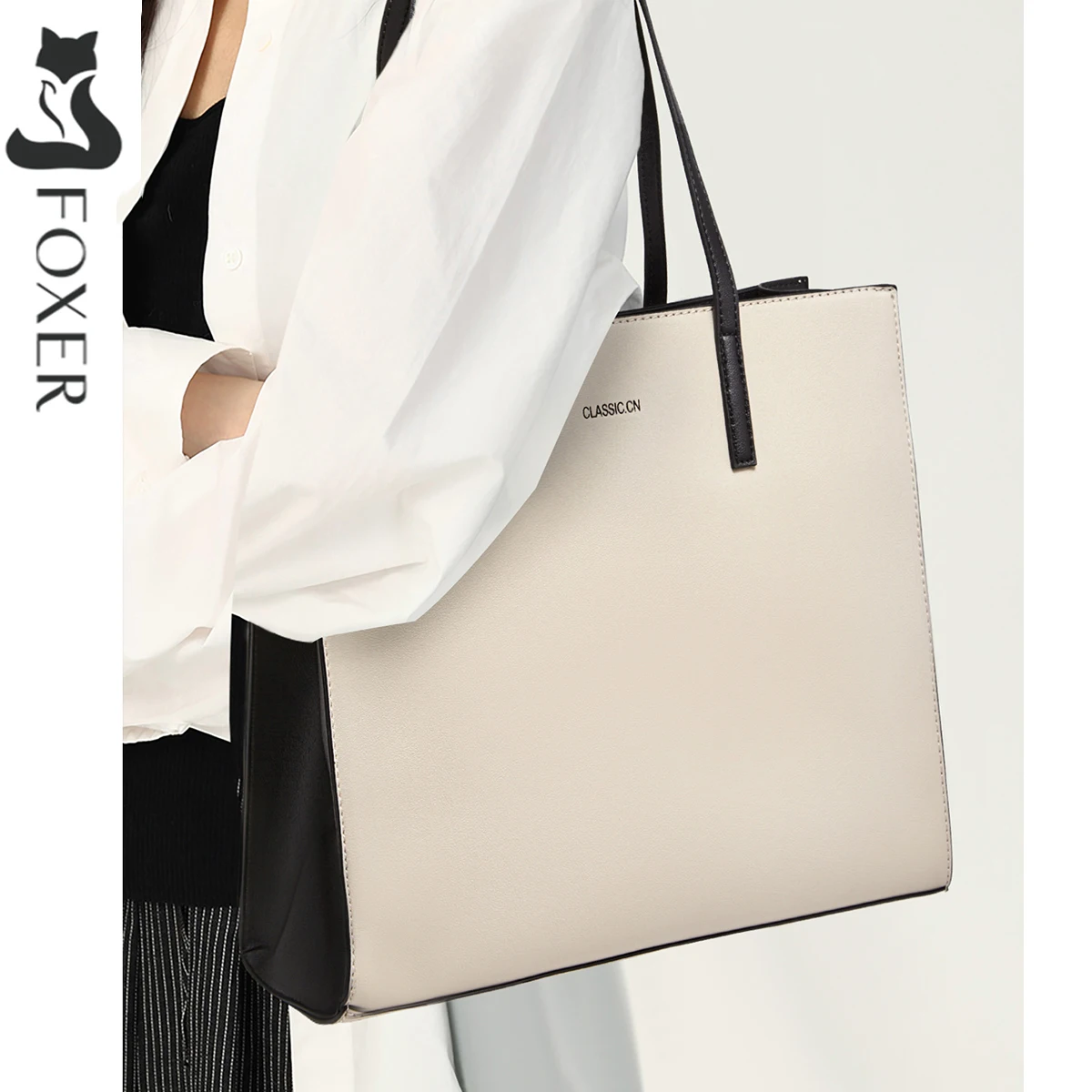 

FOXER Simple Women's Large Tote Bag,Casual Shoulder Handbag 2025 New PVC Daily Commuter Underarm Bag Purse