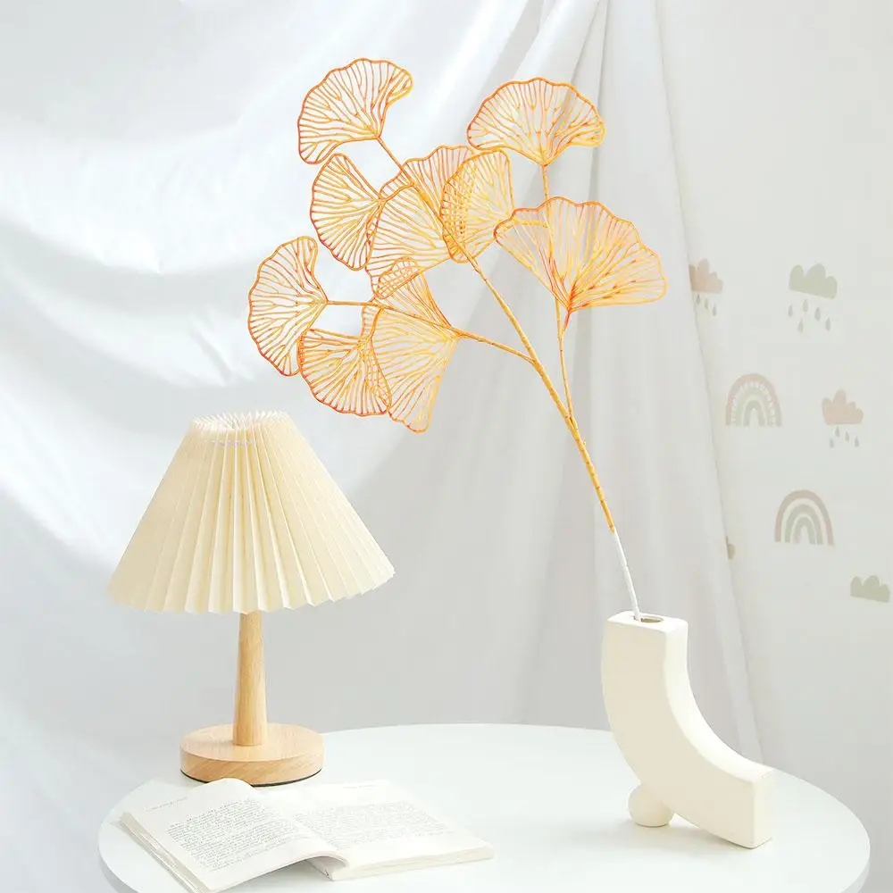 1Pcs 3-pronged Fake Ginkgo Leaf Artificial Simulation Fan Leaf Wedding Fake Flowers Home Decoration Party Supplies