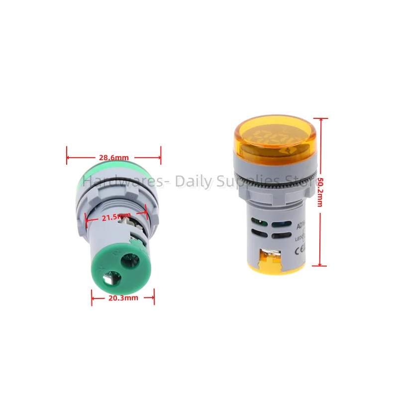 Mini LED Indicator 22mm Digital Display Thermometer Meter -20-200 Degrees Voltage AC20-380V Temperature Sensing Probe Wire
