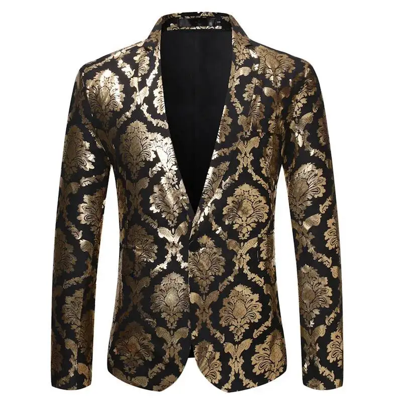 

Men's Coat Young Men's European British Court Hot Gold Flower Suit Nightclub Bar Suit Zt-x38