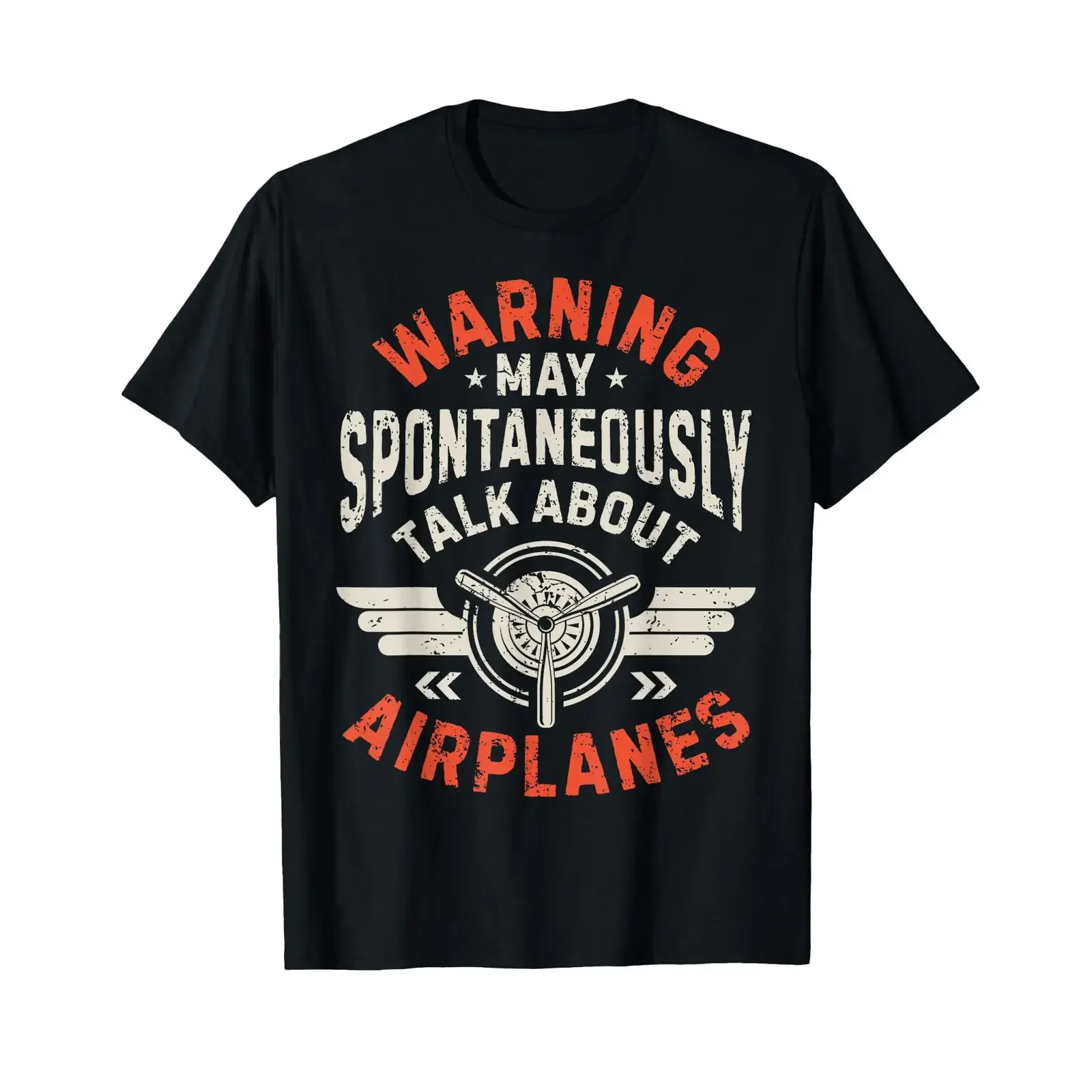 Warning May Spontaneously Talk About Airplanes Funny Pilot T Shirt vintage Washed Breathable Versatile fashion Soft streetwear