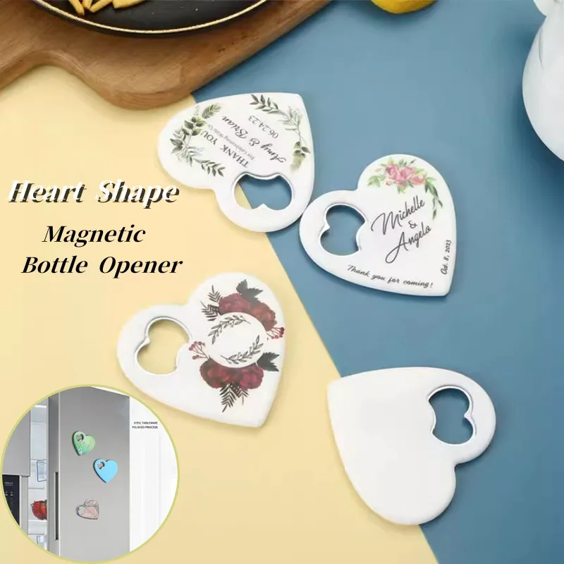 1Pc Sublimation Heart Magnetic Bottle Opener Blank Portable Adsorbable Magnet Refrigerator Bottle Opener Wedding Party Gifts