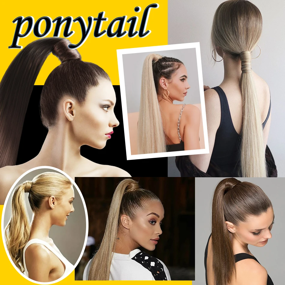 YELO Brazilian Water Wave Ponytail 100% Human Hair For Women Wrap Around Remy Hair Extensions Clip Ins Curly Hair Natural Color image 6