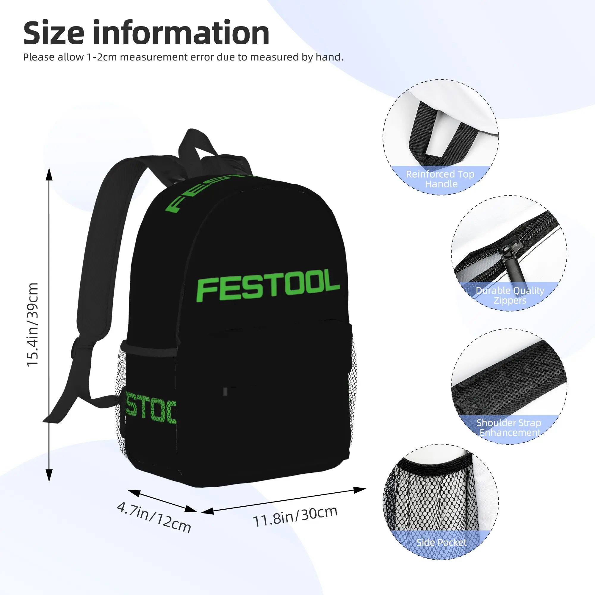 Festool Powertool Logo Backpack Hot Sale Daypack Large Capacity Boys Girls BookBag Shoulder Bags for Men Women School Bag